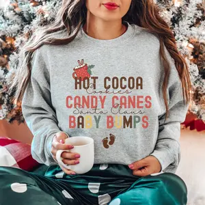 Christmas winter Pregnancy Announcement Sweatshirt, Funny Pregnancy reveal shirt, mom to be crewneck , cute baby feet winter sweater.