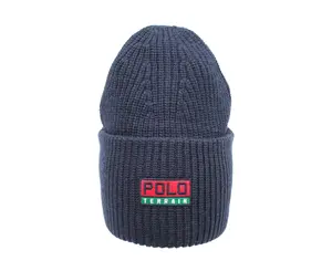 Polo Ralph Lauren Terrain Knit Cuffed Fold Over Hat, Navy Fashion Accessory, Fold Over Hats