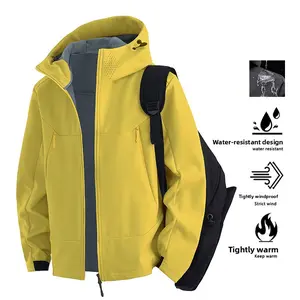 2025 Autumn Winter New Soft Shell Jacket Unisex Outdoor Windproof Waterproof Thin Fleece Trendy Hiking Coat