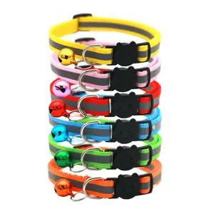 Reflective Cat Collar with Bell, 6 Counts/set Mixed Color Pet Collar, Breakaway Cat Collar Charm, Pet Supplies for Outdoor Walking