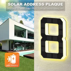 Solar Powered Door Number Light, No Wiring Needed, Waterproof Outdoor Address Sign, Illuminated House Numbers, Modern Home Garden Wall Decor Lighting