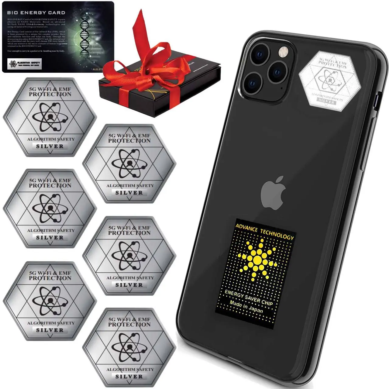 Advanced EMF & 5G Protection Silver Stickers Universal for Phones & Devices Card Ceramic