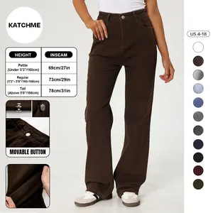 KatchMe Women's Minimalist High Waist Denim Stretch Wide Leg Jeans, Chic Multi-Pocket Denim Trousers for Women, Classic Baggy Jeans, Street Womenswear(T)