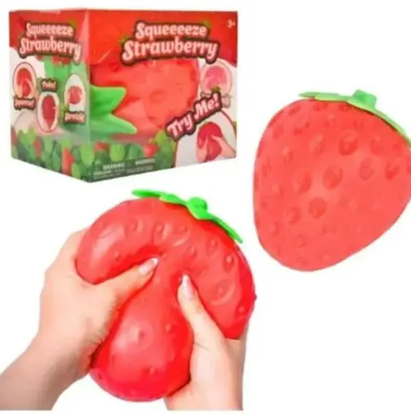 Toymendous Jumbo Squishy Strawberry Squishies - 5" Extra Large Stress Ball for Adults & Kids 3+, Fruity Fidget Toy for Stress Relief, Safe Non-Toxic Durable Sensory Play Toy