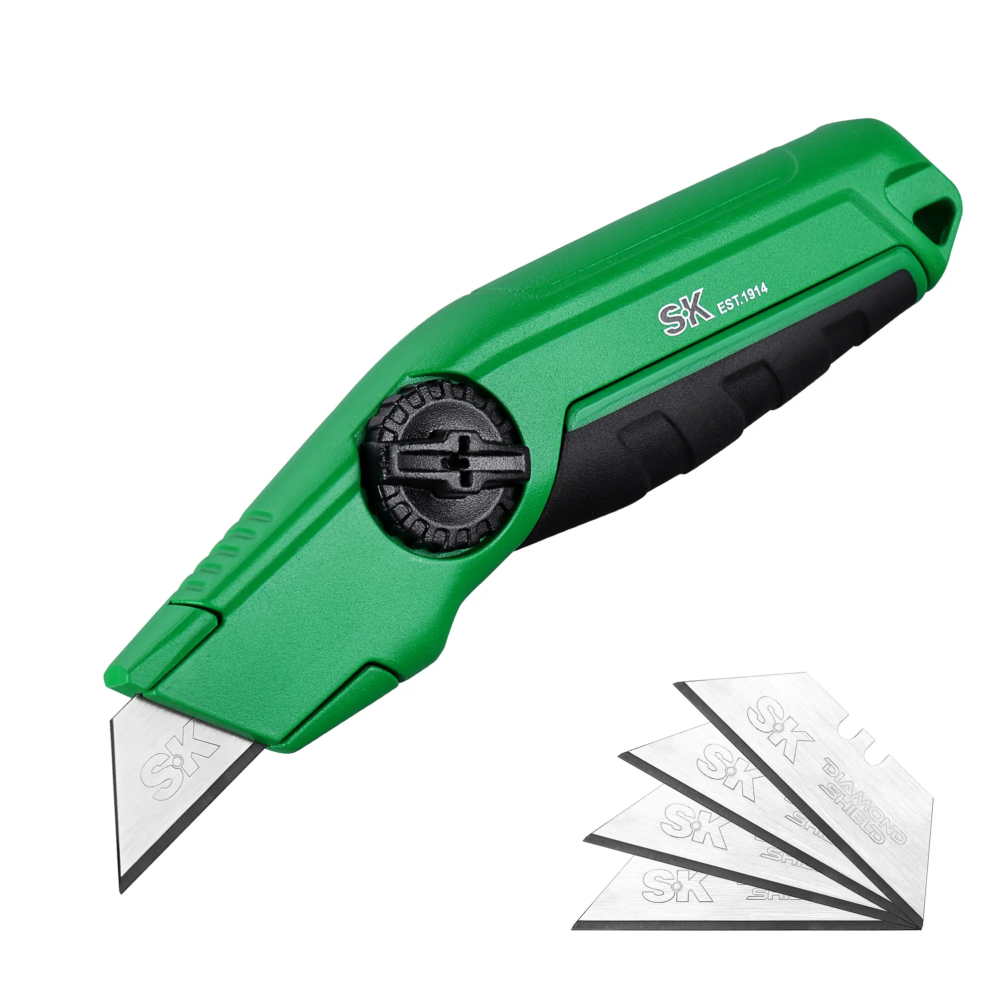 #backtoschool SK Fixed Blade Utility Knife, Heavy Duty Zinc Alloy Box Cutter, Tool-Free Blade Change, Blades Storage in Shell, Extra 5 SK2M Blades Included