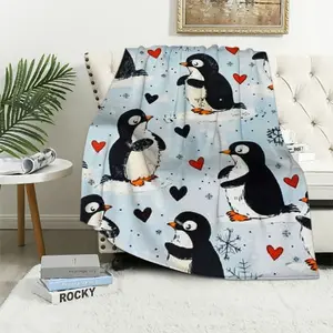 Animal Penguin Blanket Ultra Soft Cute Penguins Flannel Fleece Throw Blankets Lightweight Microfiber Fun Art Kids Adult Bedding for Gifts TravelFather's Day Thanksgiving Halloween Valentine's Day Holiday Gifts