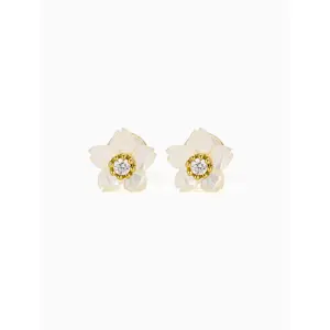 Small Carved Mother of Pearl Flower Studs Earrings