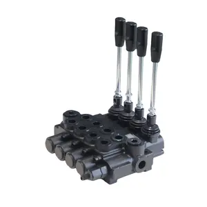 SJ-Technology 4S-11GPM Cast Iron Hydraulic Directional Control Valve 4 Spools Double Acting Spring Return Adjustable Relief 3600PSI SAE Port