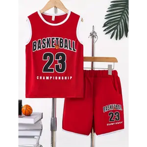 basketball shorts for kids  Children's Boys Set 2pcs Boy's Breathable Sports Basketball Jersey Set, Tank Tops And Shorts For Training Competition, Ideal Daily & Outdoor Wear basketba