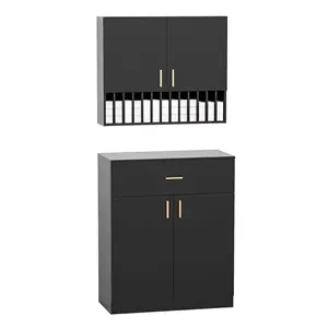 Salon Staion Hair Color Bar Organizers, Hair Color Rack, Barber Station Cabinet with Drawers & Adjustable Shelves, Wall Mounted Tube Storage Station for Salon Display