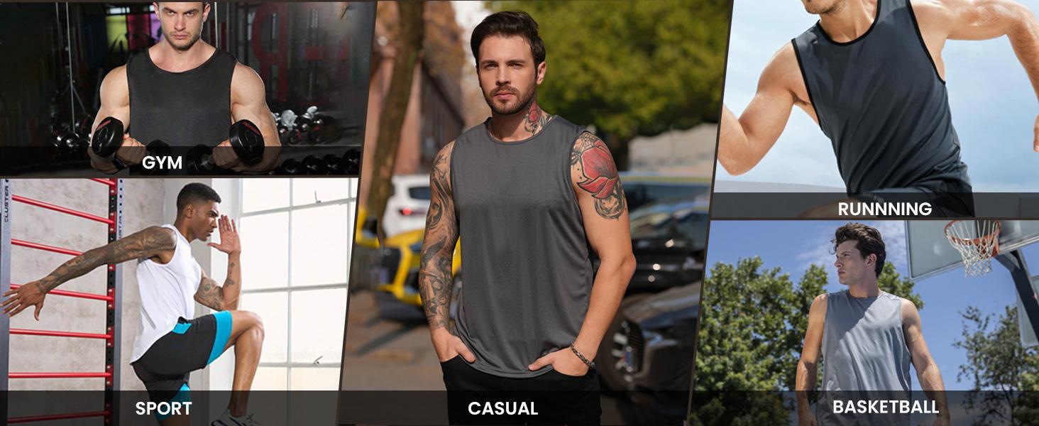 COOFANDY Mens Vests 1-3 Pack Workout Tank Top UPF 50+ Quick Dry Sleeveless Swim Shirt Gym Muscle Athletic Summer Beach T Shirts
