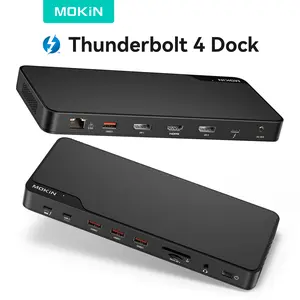 MOKiN 16 Ports Thunderbolt 4 Dock Docking Station for Windows and 3 Monitors with Power Supply, TB4 Cable, Gigabit Ethernet, Laptop Docking Station Dual Monitor For MacBook