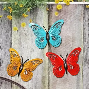 Vintage Butterfly Wall Art Ornaments Set, Wall Mounted, 3pcs Metallic Butterflies for Home Decoration, Ideal for Weddings, Parties, Festive Settings