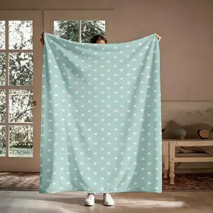 Mint Green White Polka Dot Flannel Throw Blanket - Multi-Size, Soft, Warm, Breathable Softness - Perfect Mother’s Day, Christmas Gifts for Her - Cozy Sofa, Bed Decor for All Seasons