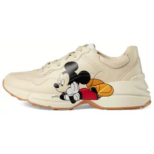 【Disney x GUCCI】Rhyton Retro Low-Top Sneakers for Men in Ivory White