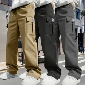 Men's Casual Work Pants, 3-Pack, Men's Casual Pants, Multi-Pocket Design, All-Season Versatile Work Pants, Suitable for Hiking Trips, Construction Work, and Everyday Wear, Casual Pants, Work Pants, Men's Long Pants, Men's Straight-Leg Pants