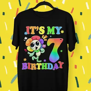 Dandy It's My 7th Birthday Shirt, Dandy's World Toys Boys And Girls Shirt, Sprunkii Game T-Shirt, Cute Dandy Lover Funny World Sprunki Toys Unisex-Kids Black Small Birthday, Dandy And Pebble World Birthday Dandy's Costume For Kids, Birthday Girl Outfit