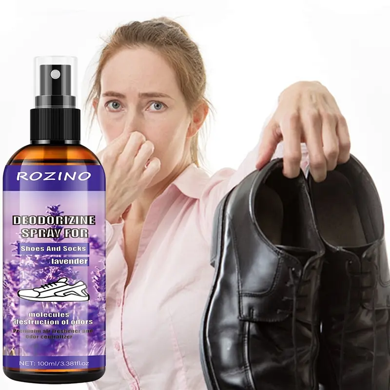 Rozino Lavender Shoe Sock Deodorant Spray 100ML, Shoe Deodorizer, Shoe Odor Eliminator, Contains Lavender Extract, Molecular Level Odor Removal, Long-Lasting Aroma, Easy Use, Shoe Smell Eliminator