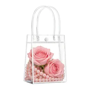Clear Plastic Bag with Handle, 10/25pcs/set Clear Gift Bag, Party Favor Bag, Candy Bag for Wedding Birthday Baby Shower, Party Gift Packs, Gift Wrapping