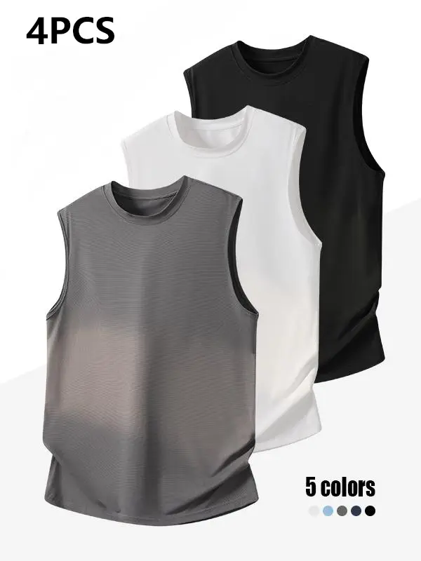 Men’s casual sleeveless tank top; stretchy sun-protection sports tank suitable for outdoor workouts, fitness, and basketball apparel; regular fit ideal for summer wear; pullover muscle T-shirt tank; comfortable classic streetwear men’s clothing.