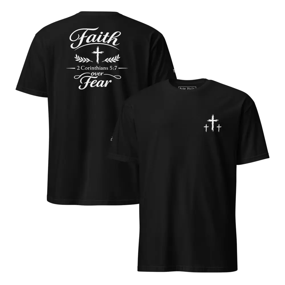 Ryte Stylz Faith Over Fear Christian T-Shirt | 2 Corinthians 5:7 Bible Verse Tee