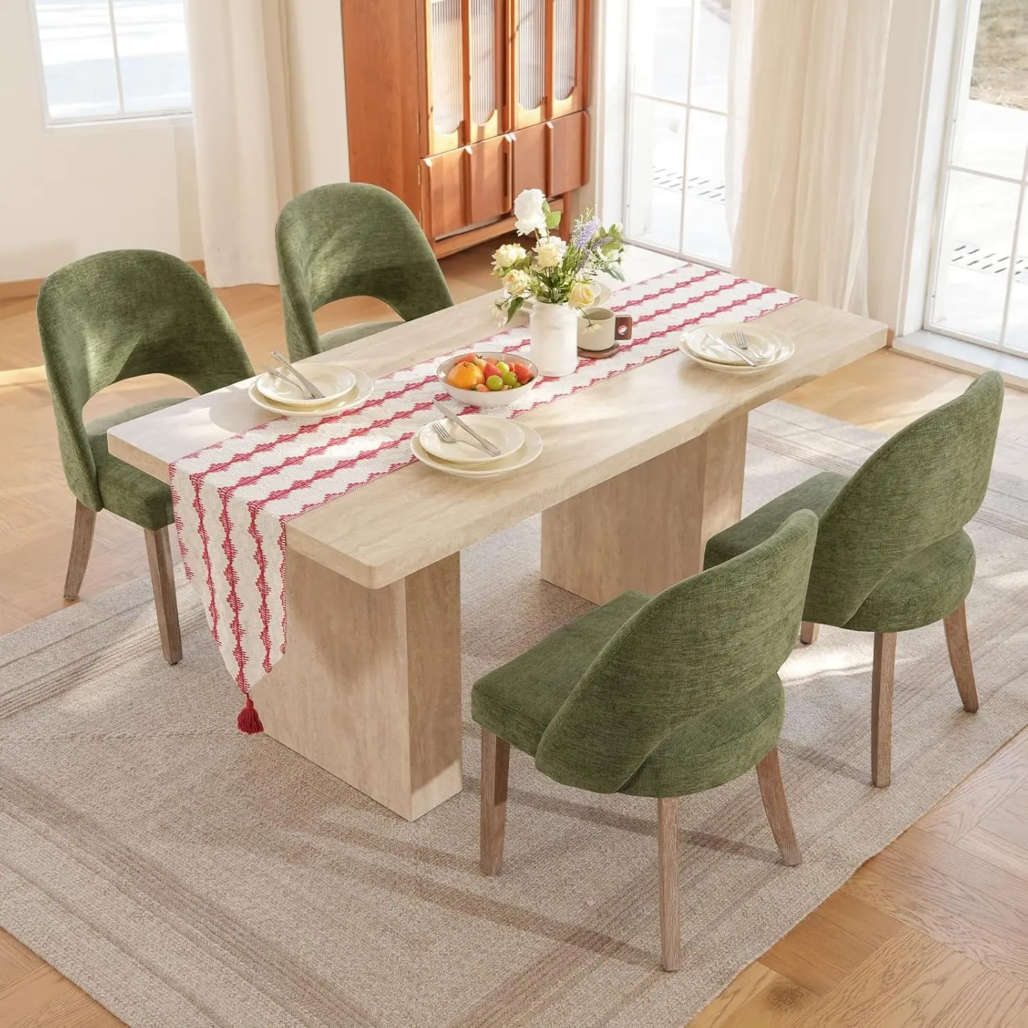ABCASA Modern Dining Chairs, Upholstered Solid Wood Farmhouse Kitchen Chairs, Premium Chenille Chairs for Kitchen Dining Room & Small Spaces,dorm essentials,home decor livingroommakeover