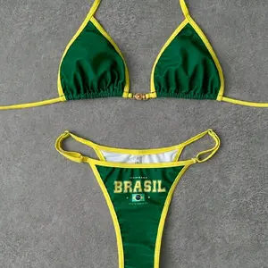 2 piece Women's Sexy Brasil Spaghetti Strap Green Beach Bikini Set - Perfect for Summer