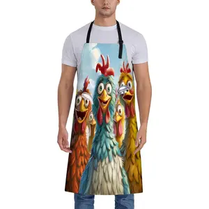 Colorful Chicken Pattern Apron for Women, 28x33in, Kitchen Chef Aprons with 2 Pockets, Polyester, Farmhouse Apron for Cooking BBQ Baking Gardening Chef, Gifts for Mom Wife Dad