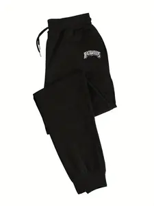 Backwoods Women's Oversized Loose-Fit Sweatpants with Pockets - Adjustable Drawstring Gym Pants, Letter Print & White Stripe Design