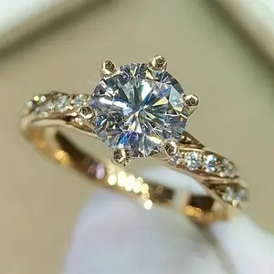 Elegant 6-Claw Set Sparkling Zircon Women's Engagement Ring (1 Pc) - Perfect Anniversary Gift, Proposal Idea & Wedding Party Accessory