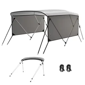 Garvee 3 Bow Bimini Top Boat Cover with Universal Fit, Sun Shade Boat Canopy, Grade 600d Waterproof Canopy with Aluminum Frame, 4 Adjustable Windproof Ropes, UV-Resistant Fabric