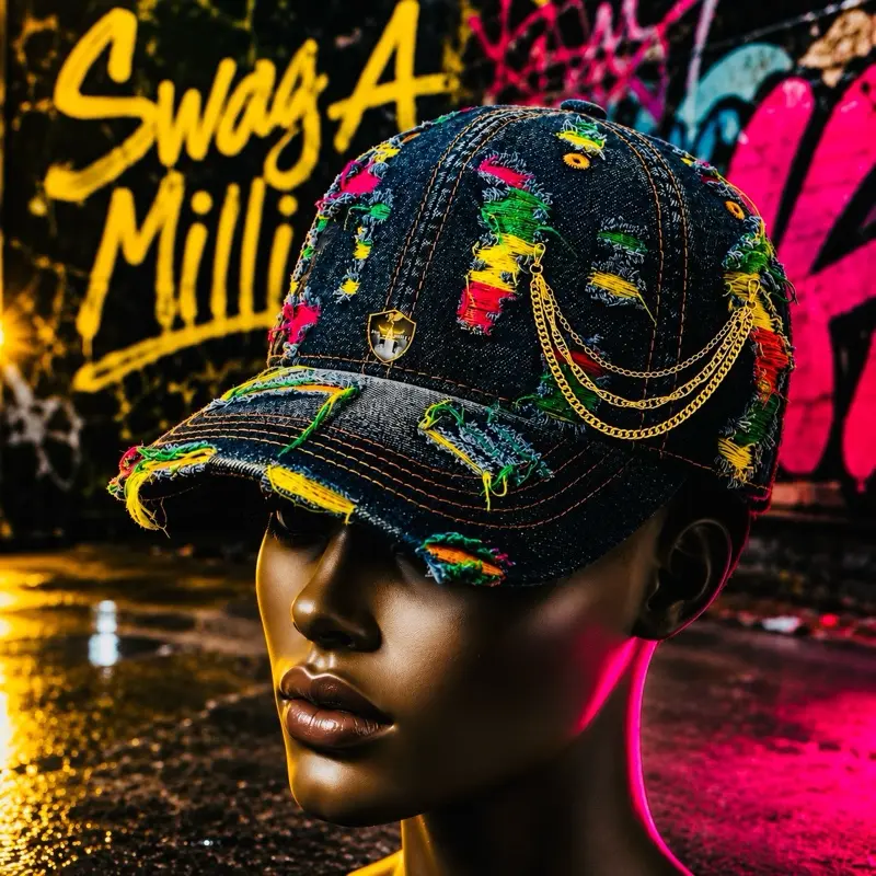 Trap Collection Denim Distressed Hats