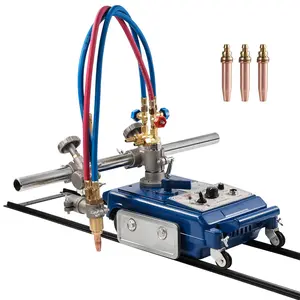 VEVOR Track Torch Burner, 2"-30"/Min Straight Line Gas Cutting Machine for 0.2"-4" Thick Pipe, with 12-inch Track & 3 Tips, Automatic Flame Cutting Machine, Pipe Beveler Beveling Tool, 110V CG1-30