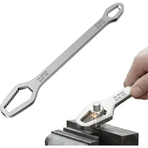 Universal Wrench Double Head Self Tightening Wrench, 8mm 24mm Self Tightening Universal Wrench Repair Tools, Adjustable Wrench Board Double Head Wrench For Various Situational Maintenance (Silver And Black)