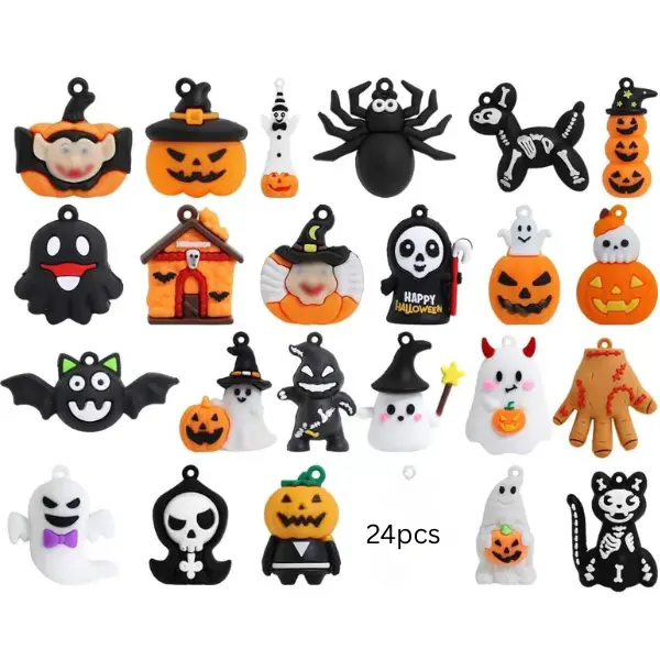Halloween Fall Gift 24 Pcs Halloween Mini Figurines-Spooky Cute Ghost Pumpkin  Witch Bat Spider Classic Collectible Dolls Figurines for Trick or Treat Gifts,DIY Craft Accessories,Hanging Tree Home Decor