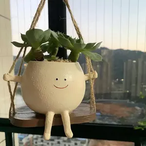 Creative Cute Swing Design Plant Pot, Hanging Plant Pot, Cute Plant Pot with Drainage Hole, Garden Pot for Home Garden Decoration