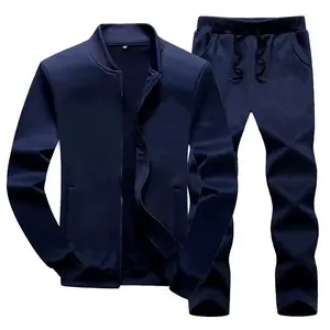 Tracksuits Set Man Navy Blue Zip-Up Jacket & Pants Set with "SHAN YES" Logo Comfortable Casual Wear