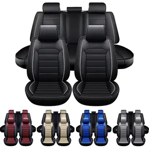 Universal Leather Full Wrapping Car Seat Cover Full Set Seat Protector Front+Rear 40/60 Cushions Fit For Honda /Nissan /Toyota / Kia /Sorento /4Runner /Camry /Hyundai /Mazda/Tacoma