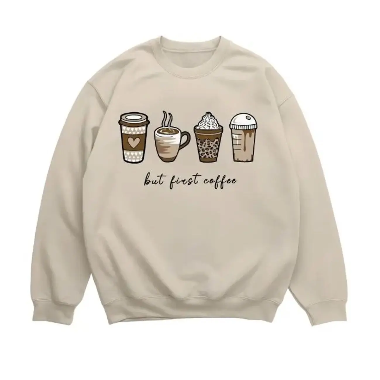 But First Coffee Cartoon Sweatshirt – Cute Coffee Cup Graphic, Cozy Unisex Crewneck for Daily Wear, Soft Casual Pullover for Coffee Lovers, Trending Graphic Sweatshirt, Comfortable Menswear & Womenswear Top, Perfect Gift For Men And Women, Aug11