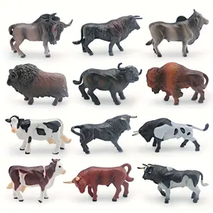 Mini Bull Model Set, Musk Ox, Water Buffalo, Cow, North African Bull, Farm Animal Figurines, Realistic Design, Perfect Gift Idea, Action Figure Set