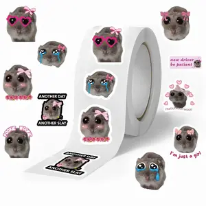 500 Sad Hamster Stickers, Cute DIY Stickers for Water Bottles, Laptops, Phone Cases, Journals, Gifts, Suitcases, Various Packaging