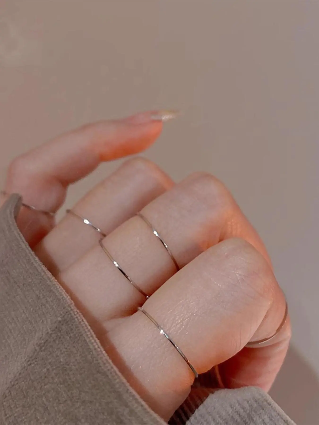 Women's Stainless Steel Dainty Stacking Rings (1 Set), Beautiful Rings, Stackable Finger Rings, Minimalist Jewelry for Party, Everyday Accessories, Jewelry for Birthday Gift, Matching Wedding Band