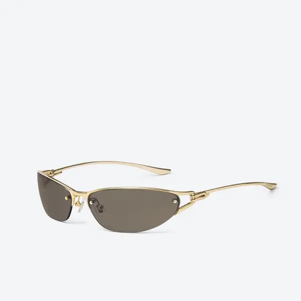 GENTLE MONSTER Futura 03 Gold Frame Brown Lenses Wraparound Shape