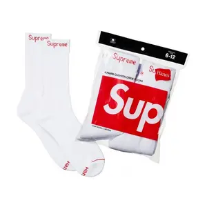 Supreme x Hanes Crew Socks (4 Pack) 'White' Streetwear Ribbed