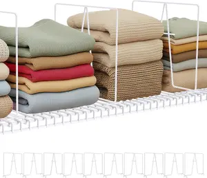 10 Pack Solid Coated Metal Wire Shelf Dividers for Closet, Closet Organization Shelf Dividers for 12'' Tall x 12'' Deep Wire Storage Shelves, Bright White