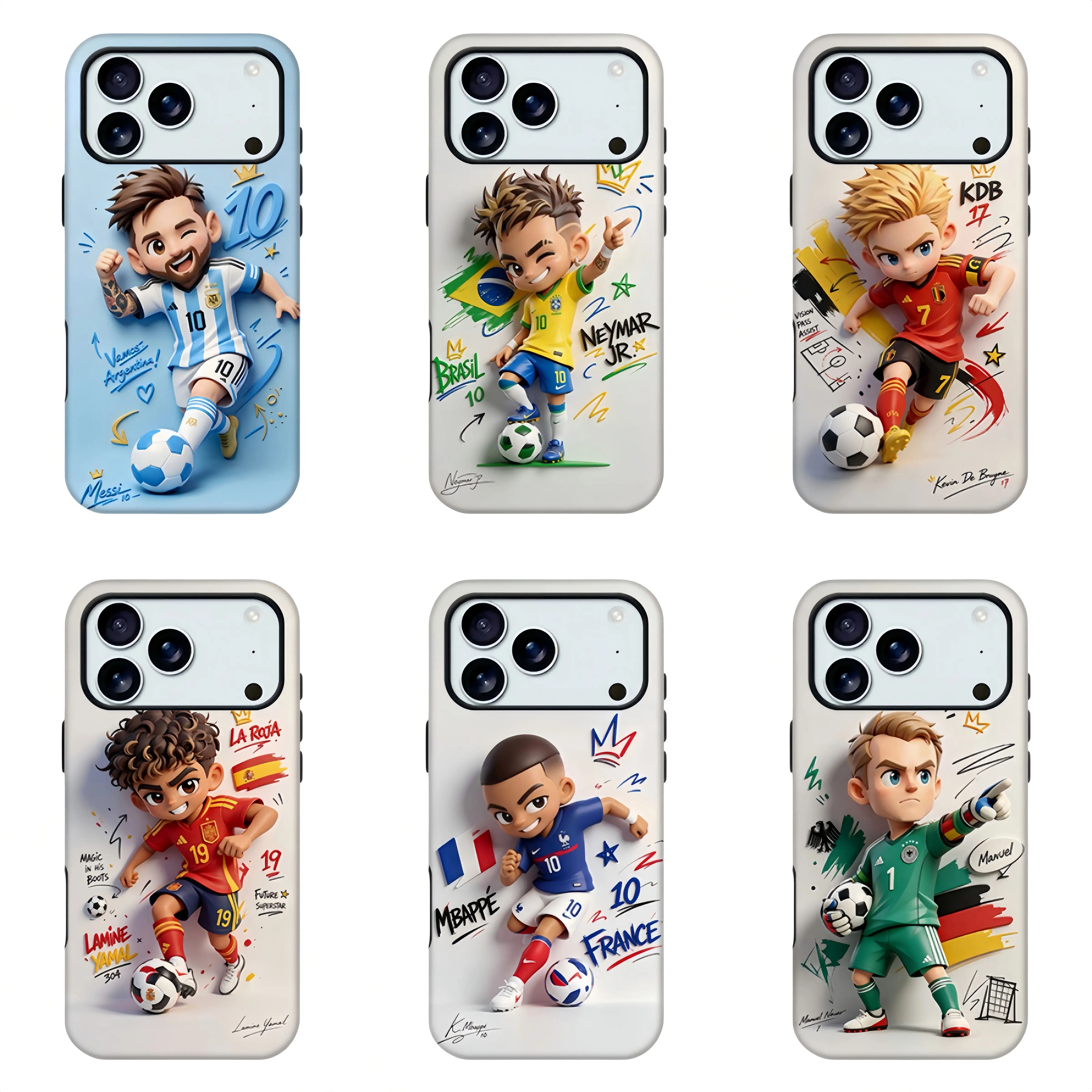 Cute 3D Cartoon Football Superstar Phone Case,Football Superstar   designer   Case, Soccer Player Graffiti Protective Phone CoverFor iPhone11 12 13 14 15 16 17 pro max and Samsung S21-S26 .Perfect for Her/Him Phone Caseslovely stylish gift designer