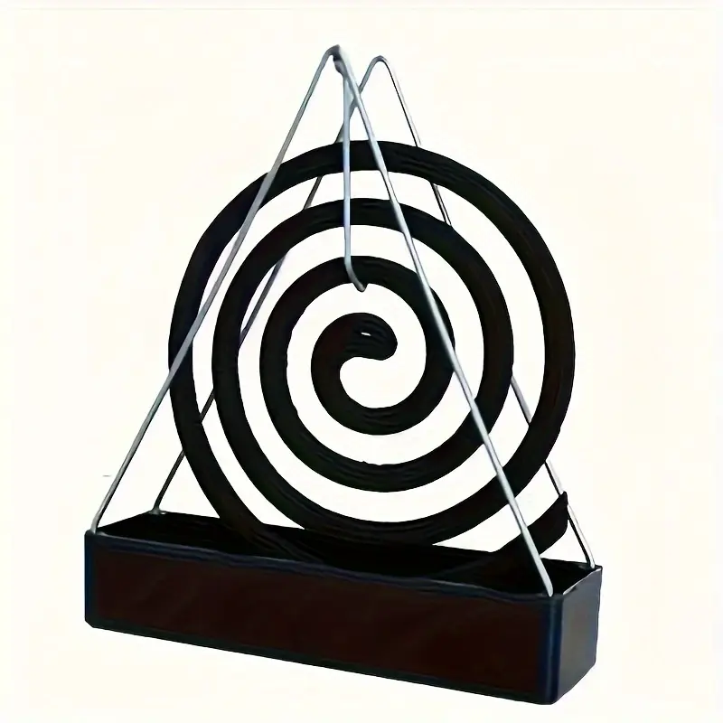 1pc Elegant Triangle Mosquito Coil Holder - Metal Hanging Ash Catcher, No Electricity Needed, Creative Home Incense Burner with Sleek Design for Summer Decor, Incense Holder|Modern Home Decor|Metallic Finish, Mosquito Repellent