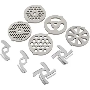 9 Pcs, Replaceable Meat Grinder Blades, Stainless Steel Food Meat Grinder Plate Discs/Grinding Blades, Suitable For Size 5 Stand Mixer And Meat Grinder, Food Grinder Replacement Blades, Kitchen Essentials, Kitchen Gadgets, Back To School