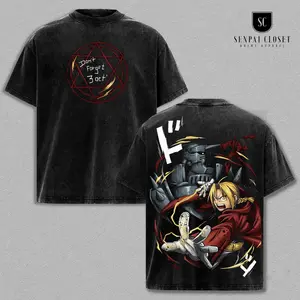 Fullmetal Alchemist Vintage Washed Oversized T-Shirt – Fullmetal Alchemist Anime Graphic Tee, Alchemy Symbol Manga Art Shirt, Casual Streetwear Apparel, Unisex Top, Gift for Fullmetal Alchemist Fans