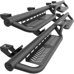 【Yzona】Running Boards Compatible with 2020-2026 Jeep Gladiator JT 4 Doors, Two Stairs Design Side Steps Heavy-Duty Steel Nerf Bars Bolt-on Step Plates RockSliders Rail
